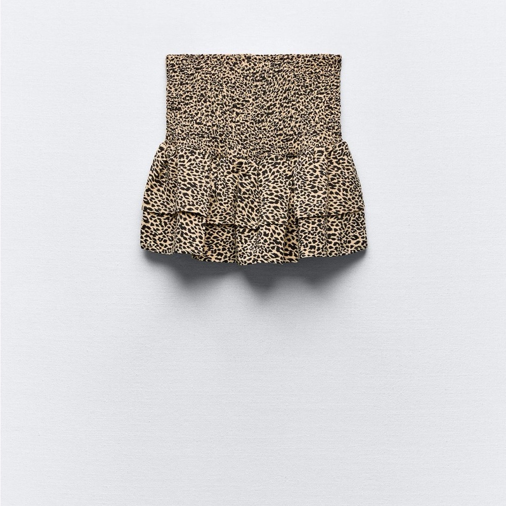 NWT ZARA RUFFLE PRINTED SHORT - Picture 2 of 2